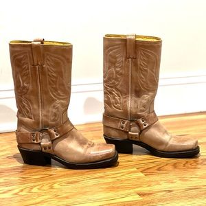 Frye Harness Boots Size 7.5 In Tan
